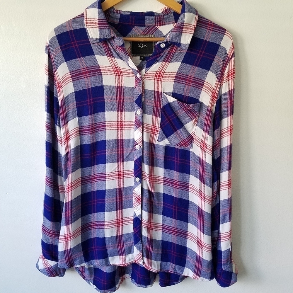 Rails Essential Plaid Button Front Checkered Long… - image 5